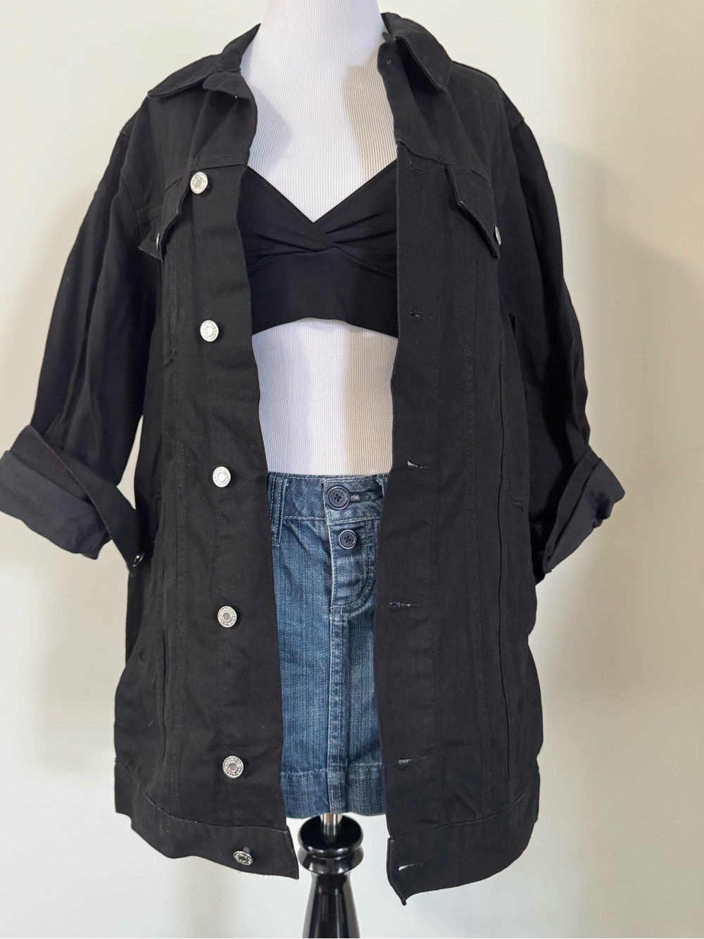 H&M Black Oversized Jean Jacket